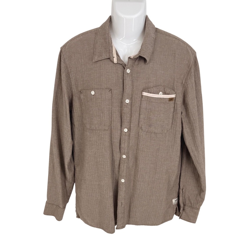 Vans Horizon Woven Button Down Shirt Men Lg Brown‎ Cotton Long Sleeve Grunge Sk8